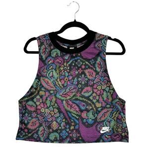 Nike Sportswear Femme Printed Tank Top Women's Sz S Cropped Breathable Loose Fit